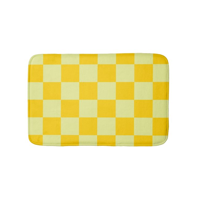 Gult Checkered Gingham Mönster Badrumsmatta (Framsidan)