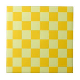 Gult Checkered Gingham Mönster Kakelplatta