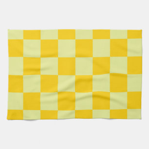 Gult Checkered Gingham Mönster Kökshandduk
