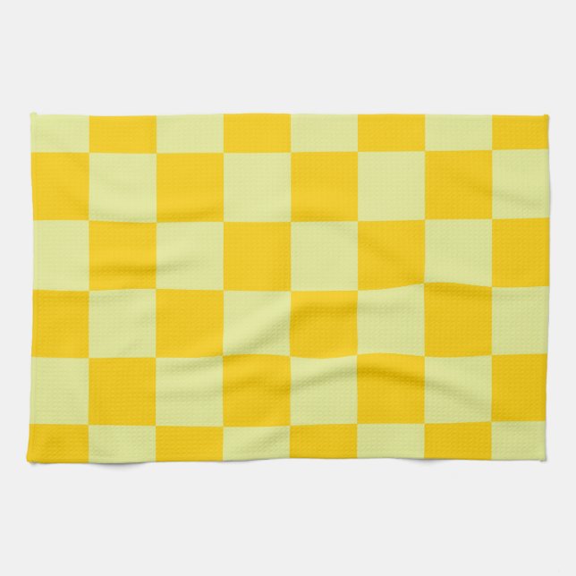 Gult Checkered Gingham Mönster Kökshandduk (Horisontell)