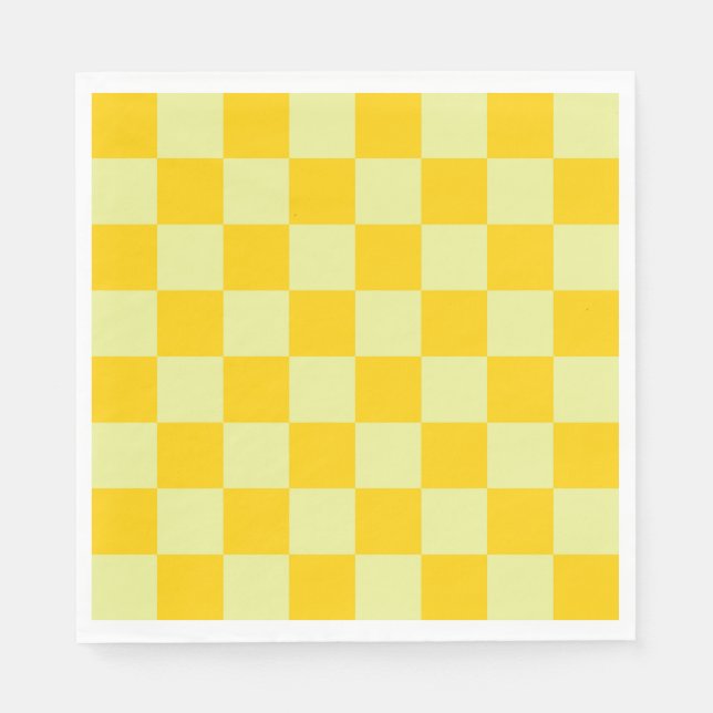 Gult Checkered Gingham Mönster Pappersservett (Framsidan)