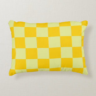 Gult Checkered Gingham Mönster Prydnadskudde