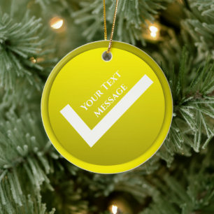Gult Checkmark - symbol jul Julgransprydnad Keramik