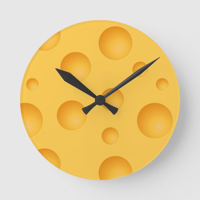 Gult Cheese Mönster Rund Klocka (Framsida)