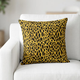 Gult Cheetah Print med Black Spots Dekorativ kudde