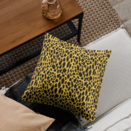 Gult Cheetah Print med Black Spots Dekorativ kudde