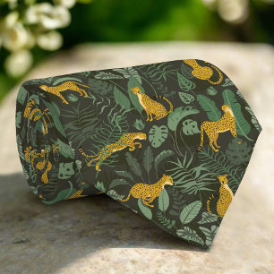 Gult Cheetahs Vild Jungle Tropical Grönt Plants Slips