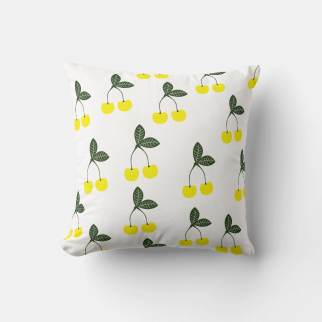 Gult Cherries Mönster Pillow Kudde (Framsida)