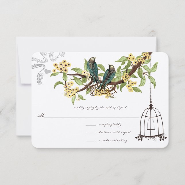 Gult Cherry Blommars Teal Birdcage OSA (Framsida)