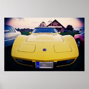 Gult Chevrolet Corvette 1977 Poster