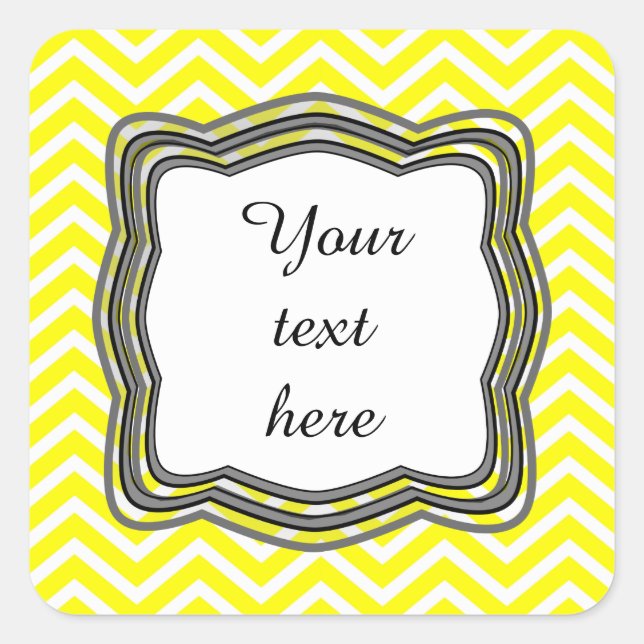 Gult Chevron-etikett Fyrkantigt Klistermärke (Framsida)
