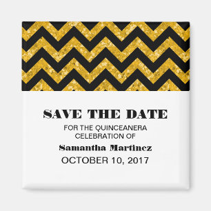 Gult Chevron Glitter Quinceañera Magnet
