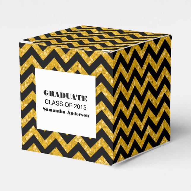 Gult Chevron Glitter Studenten-favoritboxar Presentaskar (Framsidan Sidan)