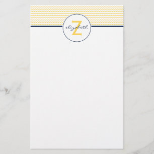 Gult Chevron Monogram Brevpapper