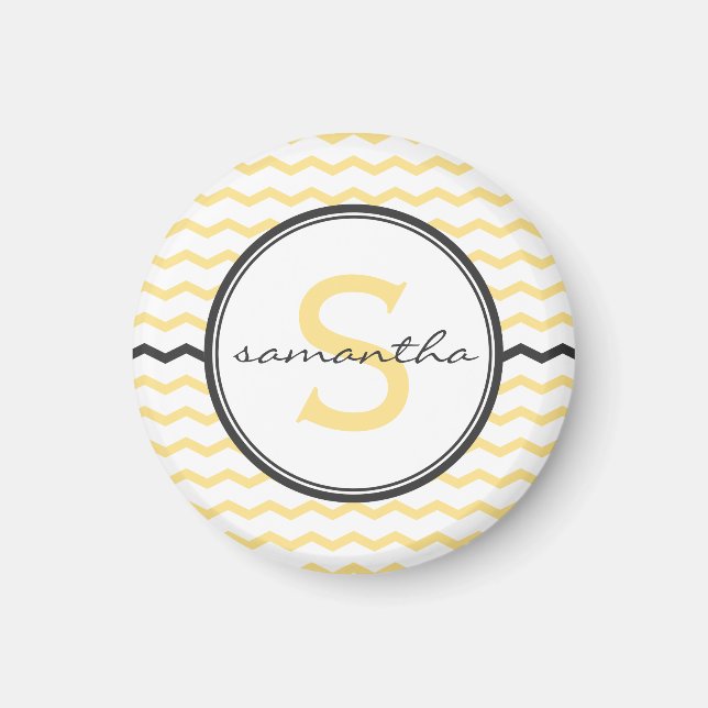 Gult Chevron Monogram Magnet (Framsidan)