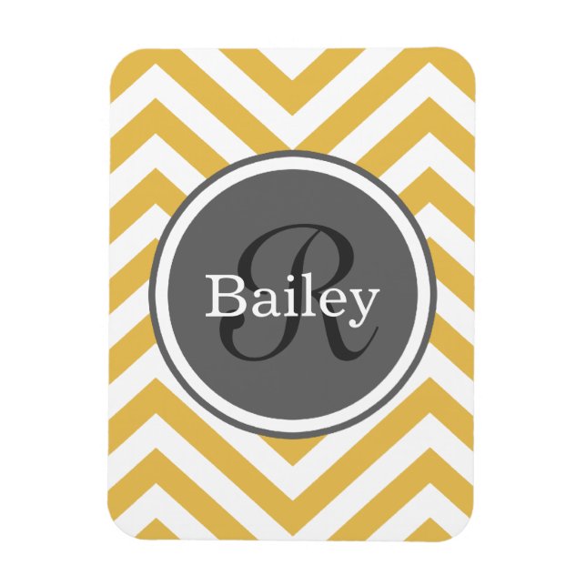 Gult Chevron Monogram Magnet (Vertikal)