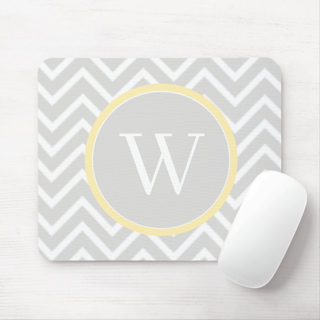 Gult Chevron Monogram Mouse Pad Musmatta (Med mus)