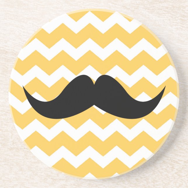 Gult chevron mönster mustache törstig sandsten underlägg (Framsidan)