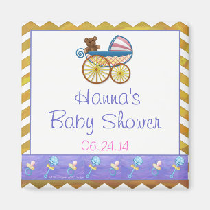 Gult Chevron Pram Baby Shower-favorit i Baby Magnet