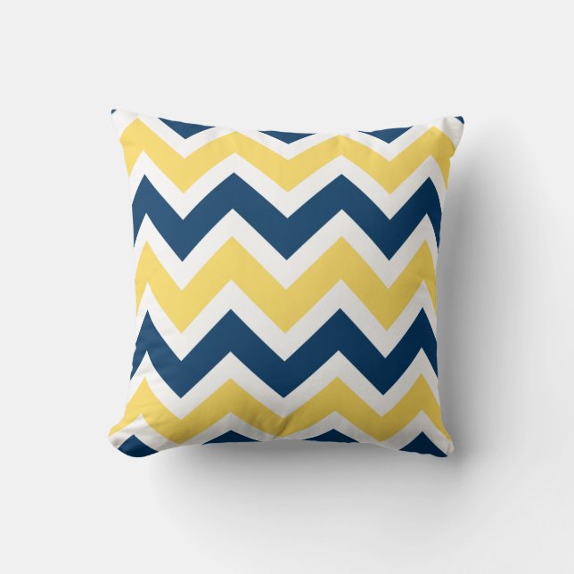 Gult Chevron Zigzag Mönster Kudde (Framsida)