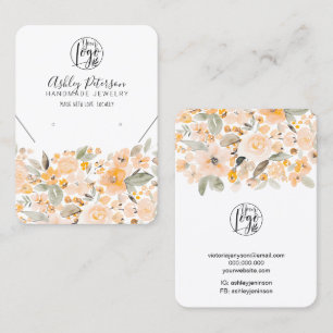 Gult chic blommigt logotyp  smyckesörarena halsban visitkort