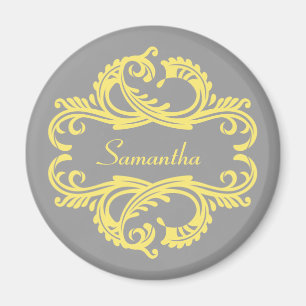 Gult Chic Damask Magnet