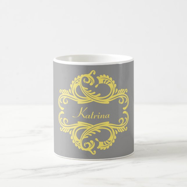 Gult Chic Damask Mugg (Center)