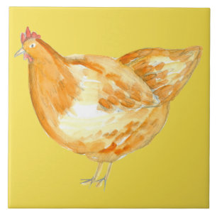 Gult Chicken Hen Kakelplatta