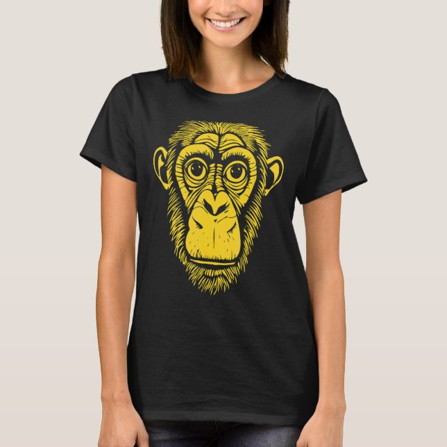 Gult Chimpanzapin Ape ej monoklonal Cute Chimp T Shirt (Framsida)