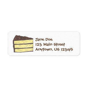 Gult Chocolate Frosted Lagrar Cake Segment Labels Returadress Etikett