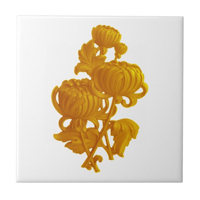 Gult Chrysanthemum Kakelplatta (Framsidan)
