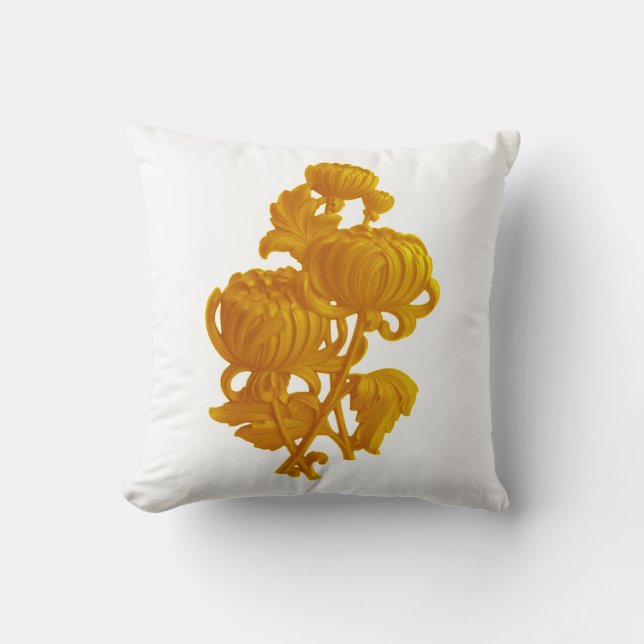 Gult Chrysanthemum Kudde (Framsida)
