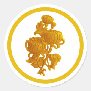 Gult Chrysanthemum Runt Klistermärke
