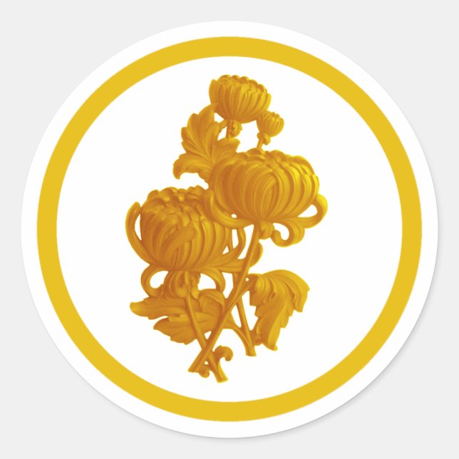 Gult Chrysanthemum Runt Klistermärke (Framsida)