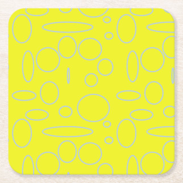 Gult Circles and Loops Mousepad Underlägg Papper Kvadrat (Framsidan)