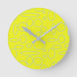 Gult Circles and Loops Wall Clock Rund Klocka