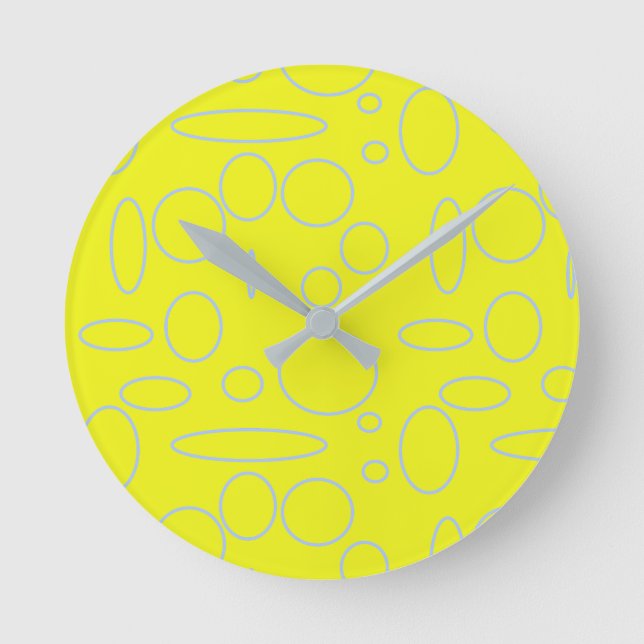 Gult Circles and Loops Wall Clock Rund Klocka (Framsida)