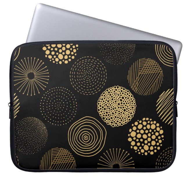 Gult Circles Mönster Laptop Sleeve (Framsidan)