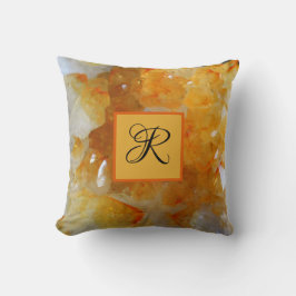 Gult Citrine Quartz Crystal Monogram Kudde