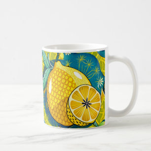Gult citron och biträdgård kaffemugg