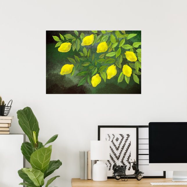 Gult citroner och grenar poster (Hemmakontoret)
