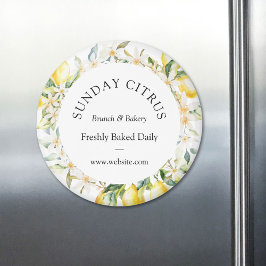 Gult Citroner och vita blommor Blommigt Utandning Magnet