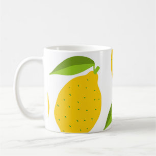 Gult citroner, sömlös konstnärlig mönster. kaffemugg