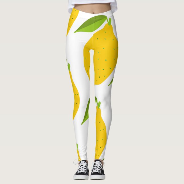 Gult citroner, sömlös konstnärlig mönster. leggings (Framsida)