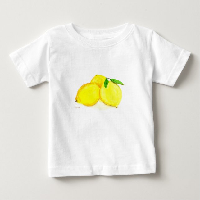 Gult citronfrukter, vattenfärg Citrus Modern Tee (Framsida)