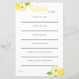 Gult Citrus Blommigt Baby Önskemål-kort