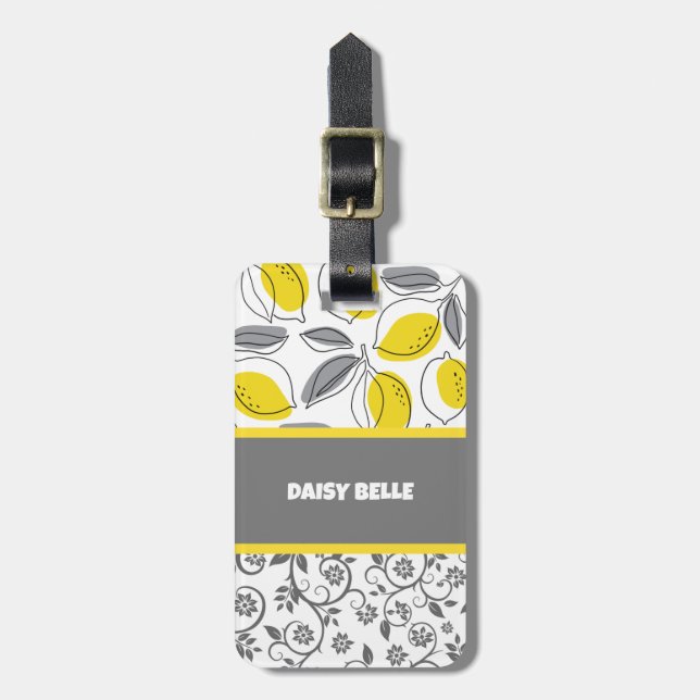 Gult Citrus Lemon Luggage Tag Bagagebricka (Vertikal Framsida)