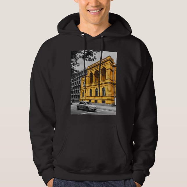 Gult City Bygger minimalistisk fotografi Hoodie (Framsida)