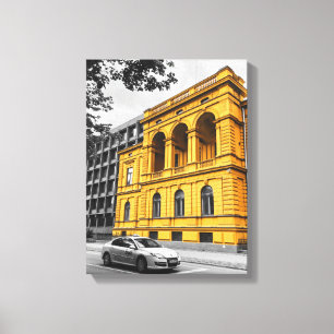 Gult City Byggnad som minimalistisk fotografi av Canvastryck