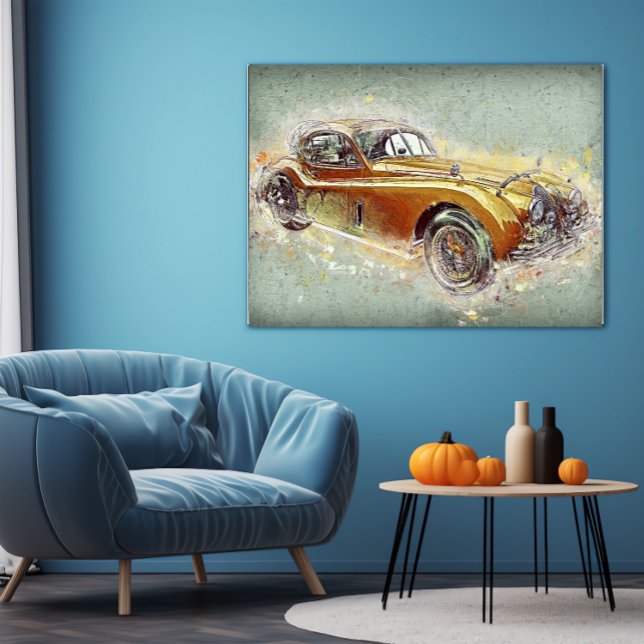 Gult Classic Sports Car Timless Automobile Art Poster (Skapare uppladdad)